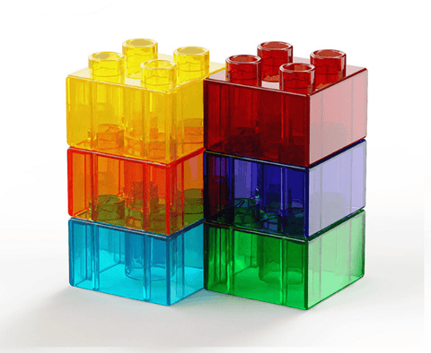 Darrahopens Baby & Kids > Baby & Kid's Toys > Building Toys 30pcs Large Building Blocks Transparent 2x2 Bricks Compatible Base Parts Educational Construction Toy for Kids Toddlers 6 Colours Mix