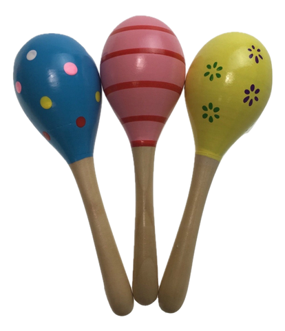 Darrahopens Baby & Kids > Baby & Kid's Toys > Building Toys 3x WOODEN MARACAS Musical Egg Percussion Toy Shakers Rattles Rumba Party