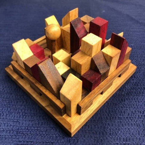 Darrahopens Baby & Kids > Baby & Kid's Toys > Building Toys City Planner brain teaser puzzle, wood, handmade 3D puzzle-remove shapes and try rebuild your city