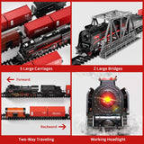 Darrahopens Baby & Kids > Baby & Kid's Toys > Building Toys Model Train Set, Remote Control Train Toys with 3Way Smoke Locomotive, 5 Train Cars, Luxury Track Kit, Authentic Train Sounds & Lights, Rechargeable Battery, Top Present for Train Lovers (Black)