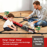 Darrahopens Baby & Kids > Baby & Kid's Toys > Building Toys Model Train Set, Remote Control Train Toys with 3Way Smoke Locomotive, 5 Train Cars, Luxury Track Kit, Authentic Train Sounds & Lights, Rechargeable Battery, Top Present for Train Lovers (Black)