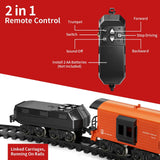 Darrahopens Baby & Kids > Baby & Kid's Toys > Building Toys Model Train Set, Remote Control Train Toys with 3Way Smoke Locomotive, 5 Train Cars, Luxury Track Kit, Authentic Train Sounds & Lights, Rechargeable Battery, Top Present for Train Lovers (Black)