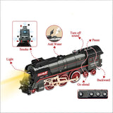Darrahopens Baby & Kids > Baby & Kid's Toys > Building Toys Train Set for Kids, Electric Train Toys with Realistic Light Sounds Smoke, Christmas Train Model Gifts for Toddlers Boys Girls, Steam Locomotive, Luxury Track & 2 Glowing Passenger Carriages (Black)