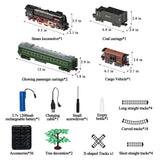 Darrahopens Baby & Kids > Baby & Kid's Toys > Building Toys Train Set for Kids, Electric Train Toys with Realistic Light Sounds Smoke, Christmas Train Model Gifts for Toddlers Boys Girls, Steam Locomotive, Luxury Track & 2 Glowing Passenger Carriages (Black)