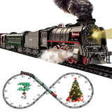 Darrahopens Baby & Kids > Baby & Kid's Toys > Building Toys Train Set for Kids, Electric Train Toys with Realistic Light Sounds Smoke, Christmas Train Model Gifts for Toddlers Boys Girls, Steam Locomotive, Luxury Track & 2 Glowing Passenger Carriages (Black)