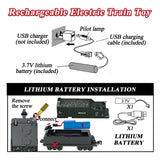 Darrahopens Baby & Kids > Baby & Kid's Toys > Building Toys Train Set for Kids, Electric Train Toys with Realistic Light Sounds Smoke, Christmas Train Model Gifts for Toddlers Boys Girls, Steam Locomotive, Luxury Track & 2 Glowing Passenger Carriages (Black)