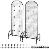 Darrahopens Baby & Kids > Baby & Kid's Toys > Building Toys VEVOR 2 Packs Grid Wall Panels, 600 x 1640mm Wire Grid Panels Display Rack, Movable Art Display Shelf with Wheels and 20 Hooks, Black Carbon Steel Gridwall for Craft Show, Decor, Storage, Notice Board