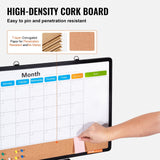 Darrahopens Baby & Kids > Baby & Kid's Toys > Building Toys VEVOR 24"x 18" Monthly Calendar Whiteboard & Cork Board Combo with Aluminum Frame – 2-in-1 Magnetic Dry Erase Bulletin Board for Wall Mount – Ideal for School, Home, Office