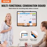Darrahopens Baby & Kids > Baby & Kid's Toys > Building Toys VEVOR 24"x 18" Monthly Calendar Whiteboard & Cork Board Combo with Aluminum Frame – 2-in-1 Magnetic Dry Erase Bulletin Board for Wall Mount – Ideal for School, Home, Office
