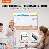 Darrahopens Baby & Kids > Baby & Kid's Toys > Building Toys VEVOR 36"x 24" Monthly Calendar Whiteboard & Cork Board Combo with Aluminum Frame – 2-in-1 Magnetic Dry Erase Bulletin Board for Wall Mount – Ideal for School, Home, Office