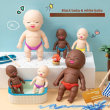 Darrahopens Baby & Kids > Baby & Kid's Toys > Dolls, Playsets & Toy Figures 2 Pack 13cm Natasha Squeeze Dolls Black and White Mini Slow Rebound TPR Sand Filled Stress Relief Toys with Random Underwear Color for Local Home Fun