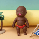 Darrahopens Baby & Kids > Baby & Kid's Toys > Dolls, Playsets & Toy Figures 2 Pack 13cm Natasha Squeeze Dolls Black and White Mini Slow Rebound TPR Sand Filled Stress Relief Toys with Random Underwear Color for Local Home Fun