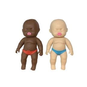 Darrahopens Baby & Kids > Baby & Kid's Toys > Dolls, Playsets & Toy Figures 2 Pack 13cm Natasha Squeeze Dolls Black and White Mini Slow Rebound TPR Sand Filled Stress Relief Toys with Random Underwear Color for Local Home Fun