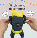 Darrahopens Baby & Kids > Baby & Kid's Toys > Dolls, Playsets & Toy Figures Black 26CM Large Squeeze Ugly Doll Stress Relief Toy Slow Rebound TPR Sand-Filled Squishy Figure for Local Home Pretend Play and Anxiety Reduction(Blue cap and white trousers)