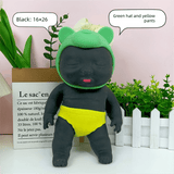 Darrahopens Baby & Kids > Baby & Kid's Toys > Dolls, Playsets & Toy Figures Black 26CM Large Squeeze Ugly Doll Stress Relief Toy Slow Rebound TPR Sand-Filled Squishy Figure for Local Home Pretend Play and Anxiety Reduction(Green hat and yellow trousers)