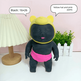 Darrahopens Baby & Kids > Baby & Kid's Toys > Dolls, Playsets & Toy Figures Black 26CM Large Squeeze Ugly Doll Stress Relief Toy Slow Rebound TPR Sand-Filled Squishy Figure for Local Home Pretend Play and Anxiety Reduction(Yellow hat and red trousers)