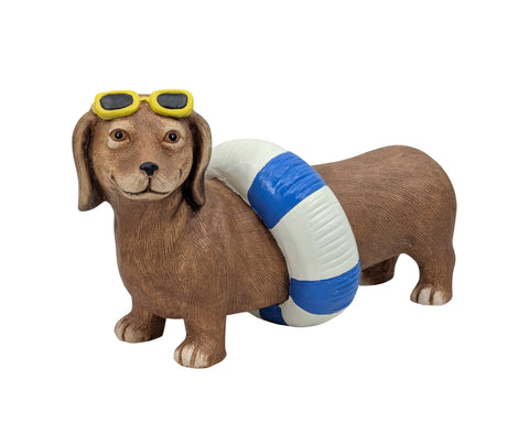 Darrahopens Baby & Kids > Baby & Kid's Toys > Dolls, Playsets & Toy Figures Magnesia Blue Beach Dachshund w Swim Ring 45cm