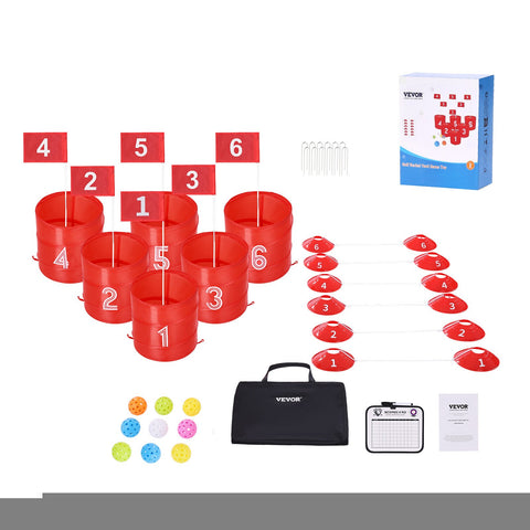 Darrahopens Baby & Kids > Baby & Kid's Toys > Dolls, Playsets & Toy Figures VEVOR Backyard Golf Game, 6 Hole Golf Course, Golf Game Practice Games, Golf Chipping Game for Family, Adults and Kids, Portable Outdoor Yard Golf Game for Lawn, Yard, Camping, Park, Beach