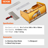 Darrahopens Baby & Kids > Baby & Kid's Toys > Dolls, Playsets & Toy Figures VEVOR Drywall Flat Box, 10-Inch Wide Quick Clean, Aluminum Finishing Mud Box for Plasterboard, Wallboard, Sheetrock, Bonus Mudguard, Extra 2 Stainless Steel Blades (10/12-Inch)