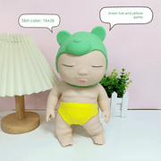Darrahopens Baby & Kids > Baby & Kid's Toys > Dolls, Playsets & Toy Figures White 26CM Large Squeeze Ugly Doll Stress Relief Toy Slow Rebound TPR Sand-Filled Squishy Figure for Local Home Pretend Play and Anxiety Reduction(Green hat and yellow trousers)
