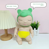 Darrahopens Baby & Kids > Baby & Kid's Toys > Dolls, Playsets & Toy Figures White 26CM Large Squeeze Ugly Doll Stress Relief Toy Slow Rebound TPR Sand-Filled Squishy Figure for Local Home Pretend Play and Anxiety Reduction(Green hat and yellow trousers)