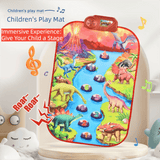 Darrahopens Baby & Kids > Baby & Kid's Toys > Musical Toys 2-Pack Kids Multifunctional Electronic Dance Mat(52x86CM) - Dinosaur & Transport Theme Play Mat with Sound Recognition for Early Education and Physical Exercise