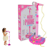 Darrahopens Baby & Kids > Baby & Kid's Toys > Musical Toys Karaoke Machine with 1 Mic Adjustable Stand Music Play Toy Pink