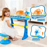 Darrahopens Baby & Kids > Baby & Kid's Toys > Musical Toys Keezi Kids Piano Keyboard 37 Keys Electronic Musical Instrument Set w/ Stool Microphone