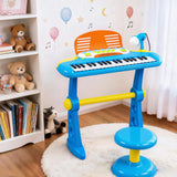 Darrahopens Baby & Kids > Baby & Kid's Toys > Musical Toys Keezi Kids Piano Keyboard 37 Keys Electronic Musical Instrument Set w/ Stool Microphone