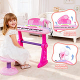 Darrahopens Baby & Kids > Baby & Kid's Toys > Musical Toys Keezi Kids Piano Keyboard 37 Keys Electronic Musical Instrument Set w/ Stool Microphone