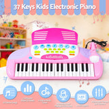 Darrahopens Baby & Kids > Baby & Kid's Toys > Musical Toys Keezi Kids Piano Keyboard 37 Keys Electronic Musical Instrument Set w/ Stool Microphone
