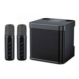 Darrahopens Baby & Kids > Baby & Kid's Toys > Musical Toys Portable Karaoke Machine with 2 Wireless Microphones Portable Bluetooth Speaker for Family Party Singing Black