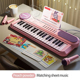 Darrahopens Baby & Kids > Baby & Kid's Toys > Musical Toys Portable Kids' Electronic Piano with Sheet Music and Microphone - Professional 37-Key Tactile Feedback, Support Recording & Multiple Performance Modes, Beginner-Friendly & Durable Musical Toy(Peach Powder)