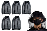 5Pcs Mosquito Head Net Bug Net Hat for Camping Hiking Fishing Gardening - Black