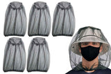 5Pcs Mosquito Head Net Bug Net Hat for Camping Hiking Fishing Gardening - Light Gray