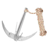 Darrahopens Baby & Kids > Baby & Kid's Toys > Outdoor Play Equipment Ant Mag Grappling Hook Stainless Steel Claw Carabiner for Camping Hiking Tree Grabbing and Water Lifting Salvage（Bring a 20 meter rope (rope color random)）