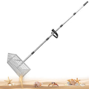 Darrahopens Baby & Kids > Baby & Kid's Toys > Outdoor Play Equipment Beach Rake Stainless Steel Sand Flea Rake 140cm Long Detachable Handle and Shark Tooth Wide Sifter for Easy Sand Flea Removal with Bonus Basket and Tools