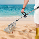 Darrahopens Baby & Kids > Baby & Kid's Toys > Outdoor Play Equipment Beach Rake Stainless Steel Sand Flea Rake 140cm Long Detachable Handle and Shark Tooth Wide Sifter for Easy Sand Flea Removal with Bonus Basket and Tools