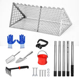 Darrahopens Baby & Kids > Baby & Kid's Toys > Outdoor Play Equipment Beach Rake Stainless Steel Sand Flea Rake 140cm Long Detachable Handle and Shark Tooth Wide Sifter for Easy Sand Flea Removal with Bonus Basket and Tools