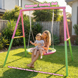 Darrahopens Baby & Kids > Baby & Kid's Toys > Outdoor Play Equipment Flying Saucer Swing Set with Heavy Duty A-Frame Metal Swing Stand, Ful
