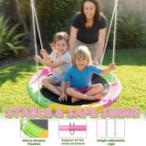 Darrahopens Baby & Kids > Baby & Kid's Toys > Outdoor Play Equipment Flying Saucer Swing Set with Heavy Duty A-Frame Metal Swing Stand, Ful