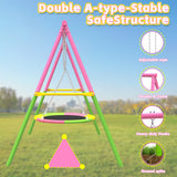 Darrahopens Baby & Kids > Baby & Kid's Toys > Outdoor Play Equipment Flying Saucer Swing Set with Heavy Duty A-Frame Metal Swing Stand, Ful