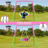 Darrahopens Baby & Kids > Baby & Kid's Toys > Outdoor Play Equipment Flying Saucer Swing Set with Heavy Duty A-Frame Metal Swing Stand, Ful