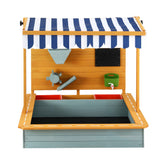 Darrahopens Baby & Kids > Baby & Kid's Toys > Outdoor Play Equipment Keezi Kids Sandpit Wooden Canopy Sandbox With Cover Funnel Outdoor Toys 110cm Green