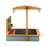 Darrahopens Baby & Kids > Baby & Kid's Toys > Outdoor Play Equipment Keezi Kids Sandpit Wooden Canopy Sandbox With Cover Funnel Outdoor Toys 110cm Green