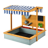 Darrahopens Baby & Kids > Baby & Kid's Toys > Outdoor Play Equipment Keezi Kids Sandpit Wooden Canopy Sandbox With Cover Funnel Outdoor Toys 110cm Green