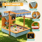 Darrahopens Baby & Kids > Baby & Kid's Toys > Outdoor Play Equipment Keezi Kids Sandpit Wooden Canopy Sandbox With Cover Funnel Outdoor Toys 110cm Green