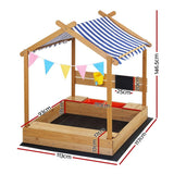 Darrahopens Baby & Kids > Baby & Kid's Toys > Outdoor Play Equipment Keezi Kids Sandpit Wooden Sandbox Sand Pit with Canopy Water Basin Toys 146cm