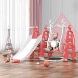 Darrahopens Baby & Kids > Baby & Kid's Toys > Outdoor Play Equipment Kids Slide Swing Set Outdoor Toys Playground Activity Basketball Hoop-Pink