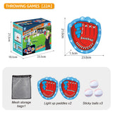 Darrahopens Baby & Kids > Baby & Kid's Toys > Outdoor Play Equipment LED Light Up Toss and Catch Game Set - 2 Glowing Blue Paddles & 3 Sticky Softballs - Fun Outdoor Beach & Camping Toy for Kids & Adults - Includes Mesh Storage Bag
